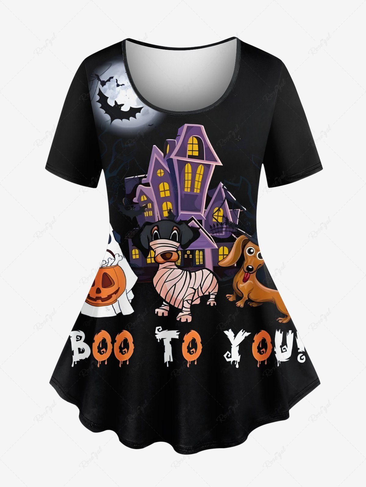 Halloween Ghost Pumpkin Puppy Moon Bat Printed T-shirt Dog And Owner Matching Outfits