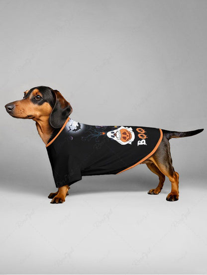 Halloween Ghost Pumpkin Puppy Moon Bat Printed T-shirt Dog And Owner Matching Outfits
