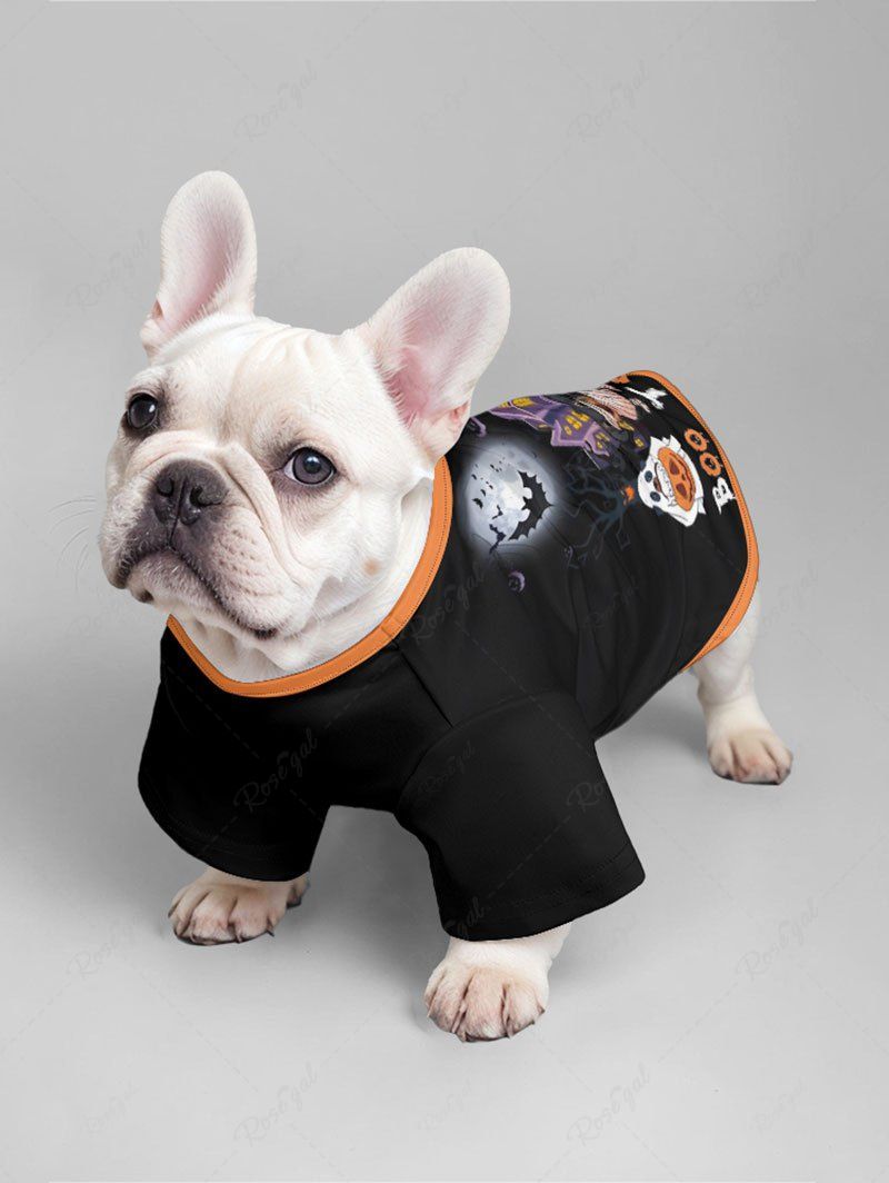 Halloween Ghost Pumpkin Puppy Moon Bat Printed T-shirt Dog And Owner Matching Outfits