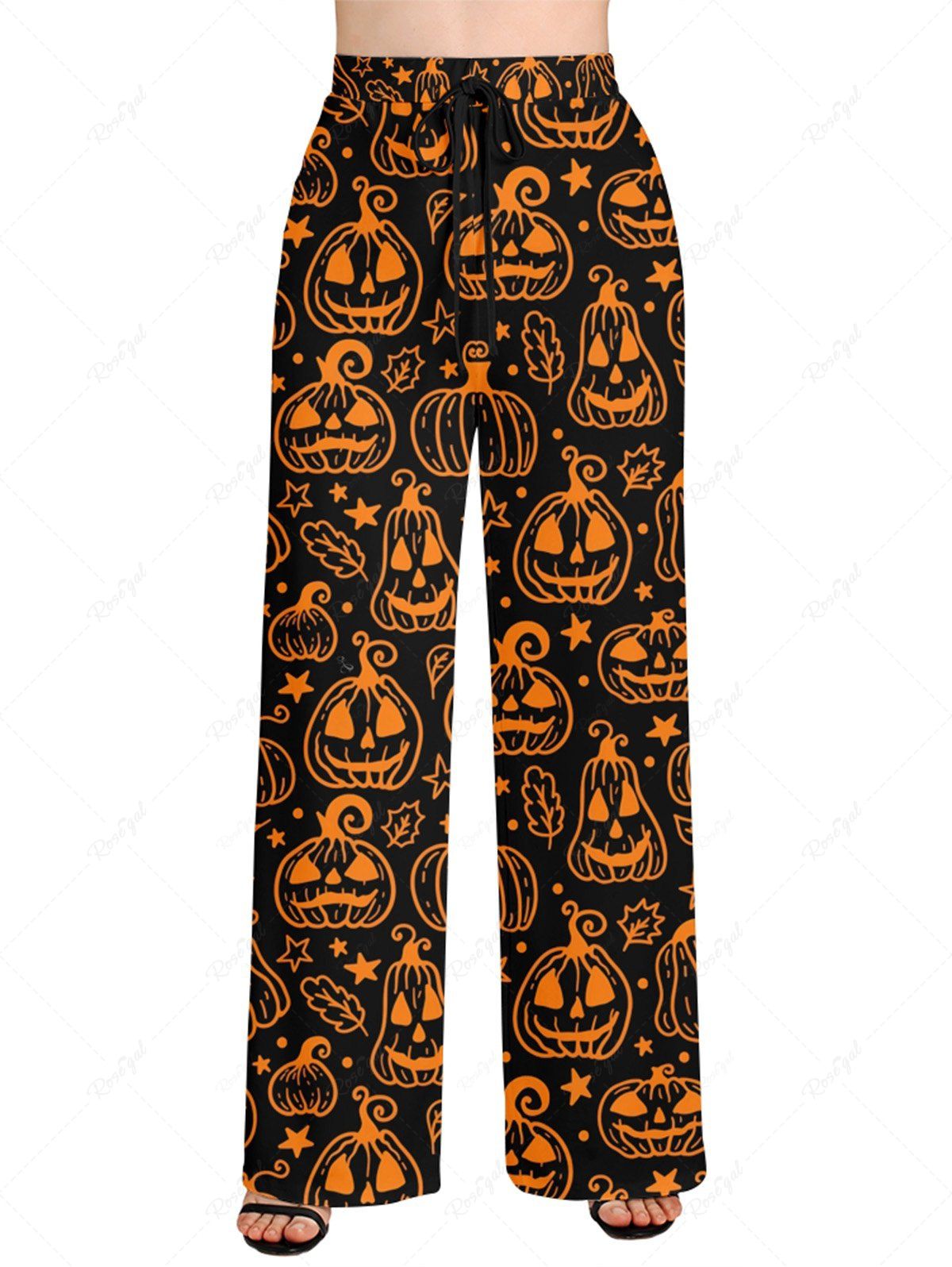 Halloween Pumpkin Stars Leaf Printed Pajama and Wide Leg Pants Dog and Owner Matching Outfits