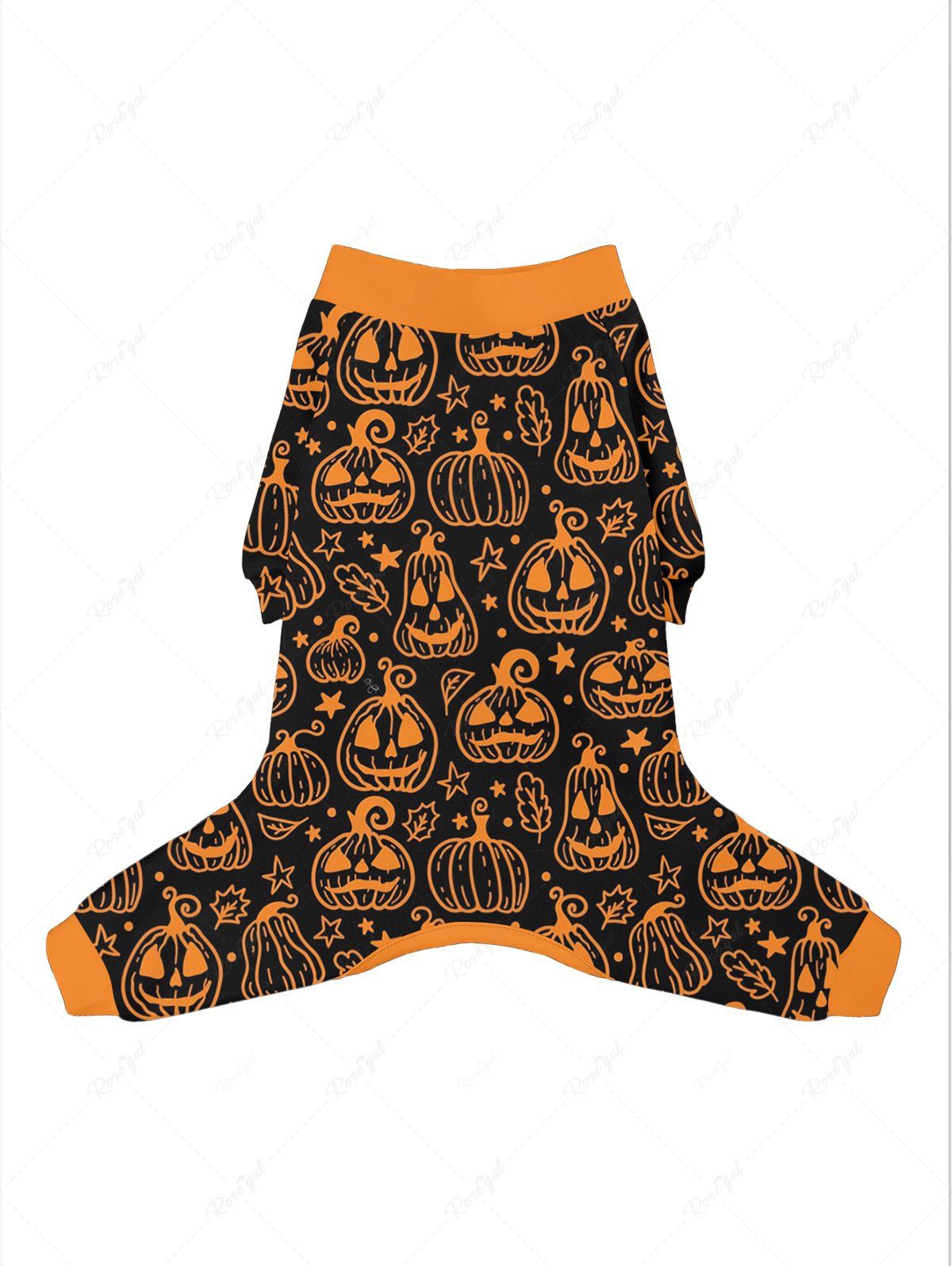 Halloween Pumpkin Stars Leaf Printed Pajama and Wide Leg Pants Dog and Owner Matching Outfits