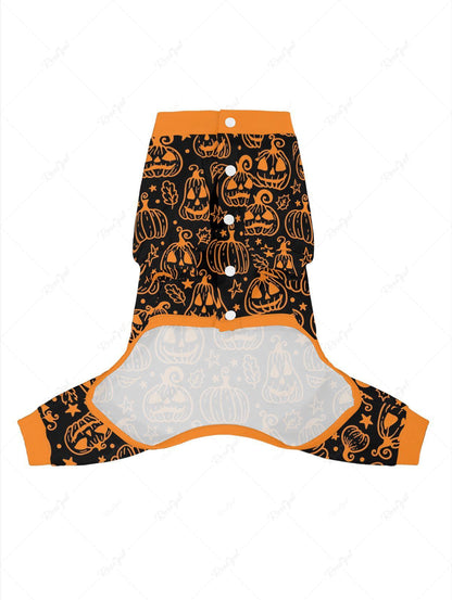Halloween Pumpkin Stars Leaf Printed Pajama and Wide Leg Pants Dog and Owner Matching Outfits