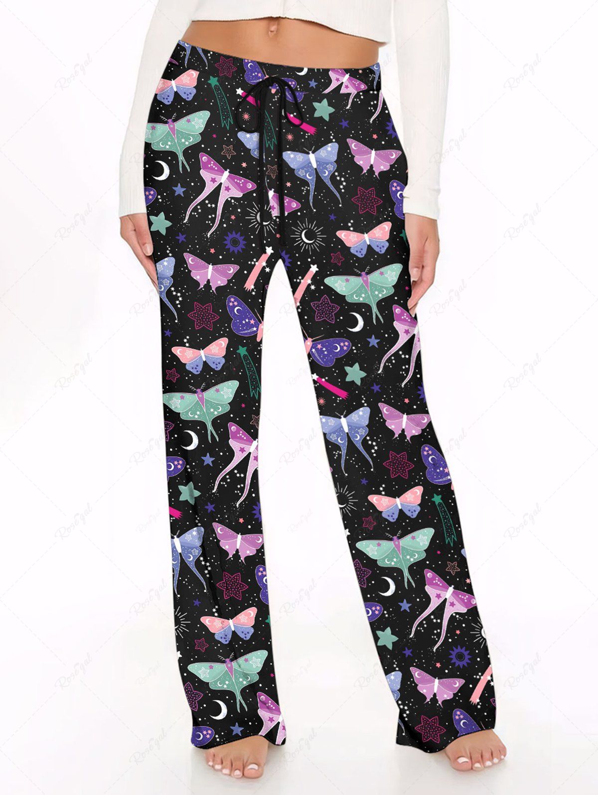 Colorful Butterfly Sun Moon Stars Galaxy Printed T-shirt Pants Dog And Owner Matching Outfits