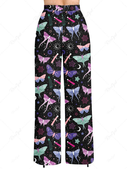 Colorful Butterfly Sun Moon Stars Galaxy Printed T-shirt Pants Dog And Owner Matching Outfits