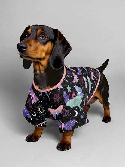Colorful Butterfly Sun Moon Stars Galaxy Printed T-shirt Pants Dog And Owner Matching Outfits