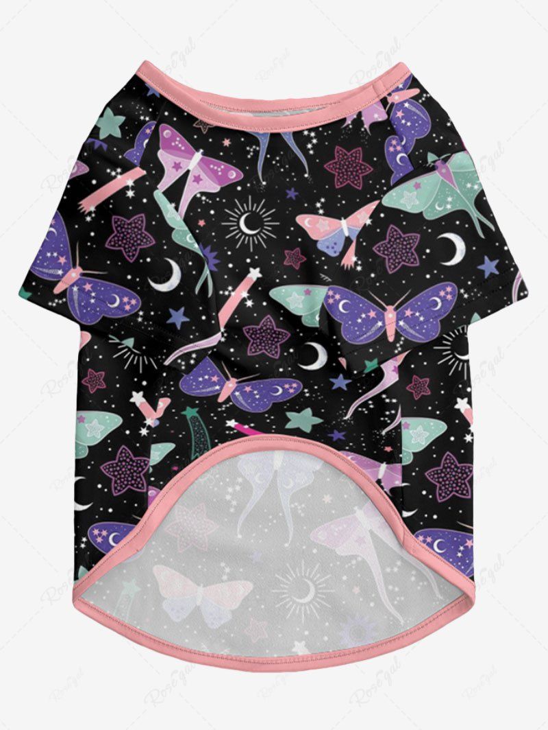 Colorful Butterfly Sun Moon Stars Galaxy Printed T-shirt Pants Dog And Owner Matching Outfits