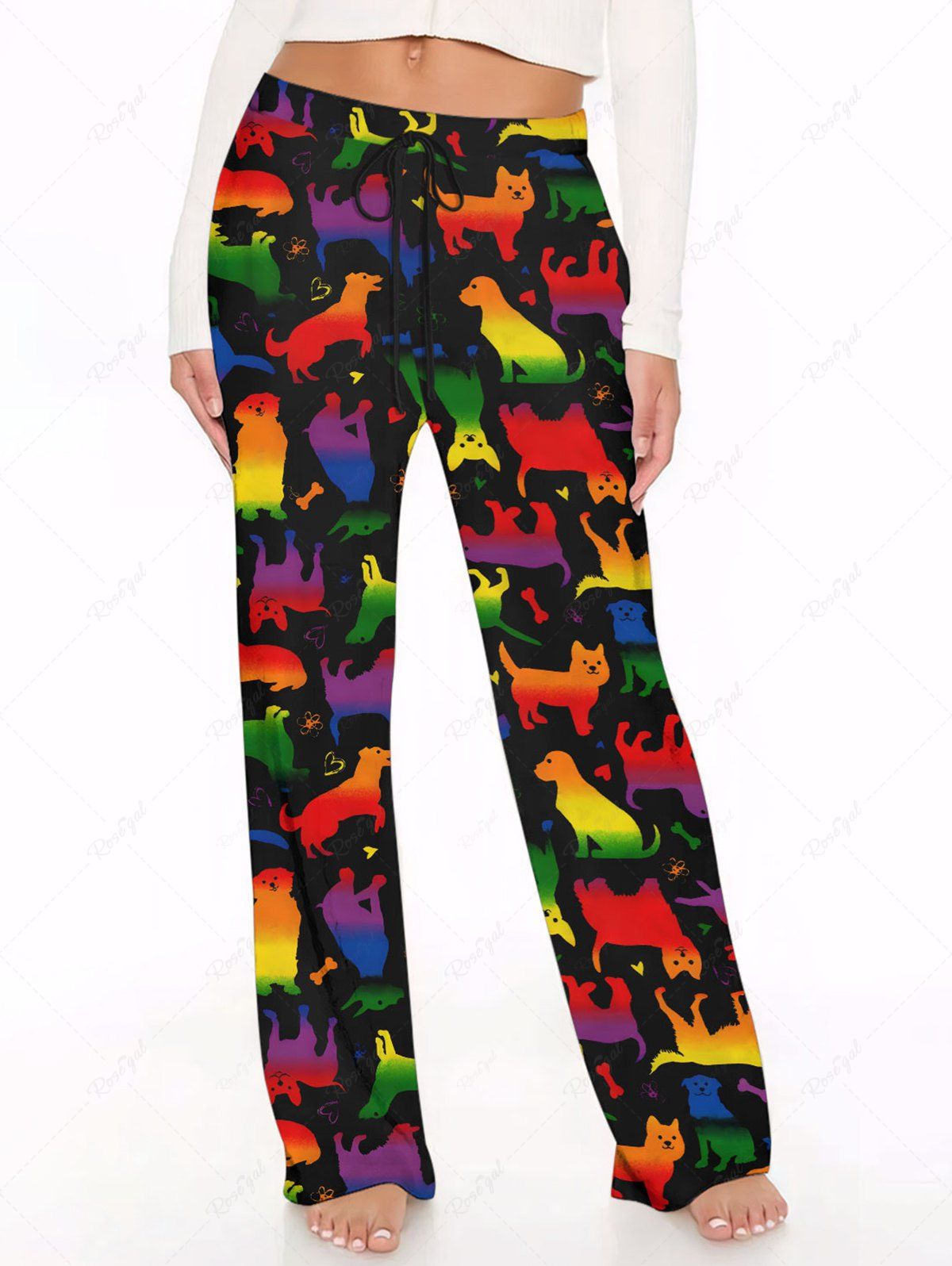 Colorful Ombre Puppy Printed Pajama Pants Dog And Owner Matching Outfits