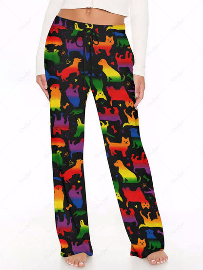 Colorful Ombre Puppy Printed Pajama Pants Dog And Owner Matching Outfits