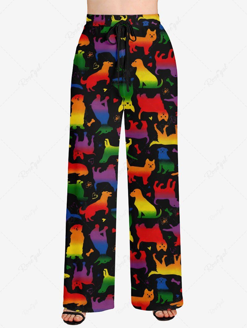 Colorful Ombre Puppy Printed Pajama Pants Dog And Owner Matching Outfits