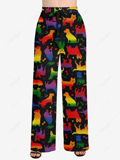 Colorful Ombre Puppy Printed Pajama Pants Dog And Owner Matching Outfits