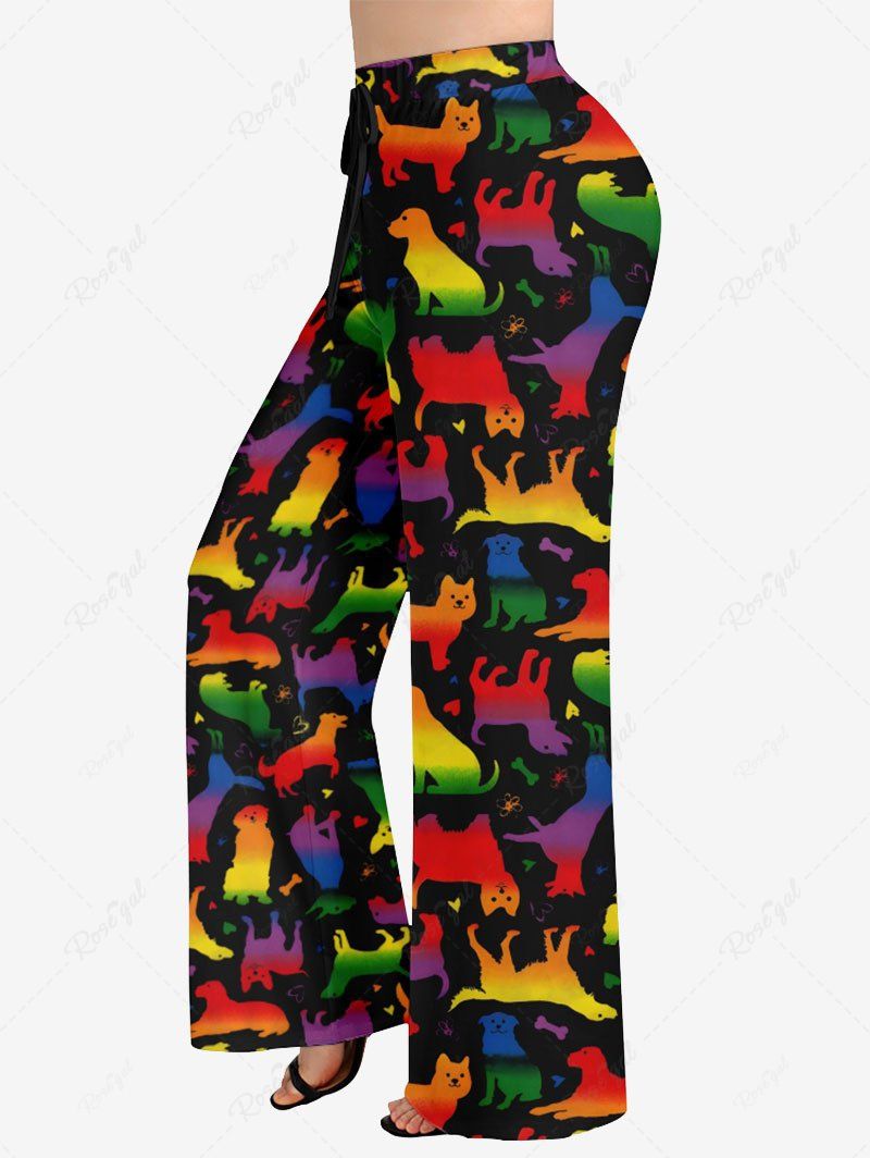 Colorful Ombre Puppy Printed Pajama Pants Dog And Owner Matching Outfits