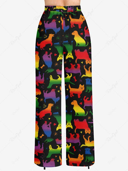 Colorful Ombre Puppy Printed Pajama Pants Dog And Owner Matching Outfits