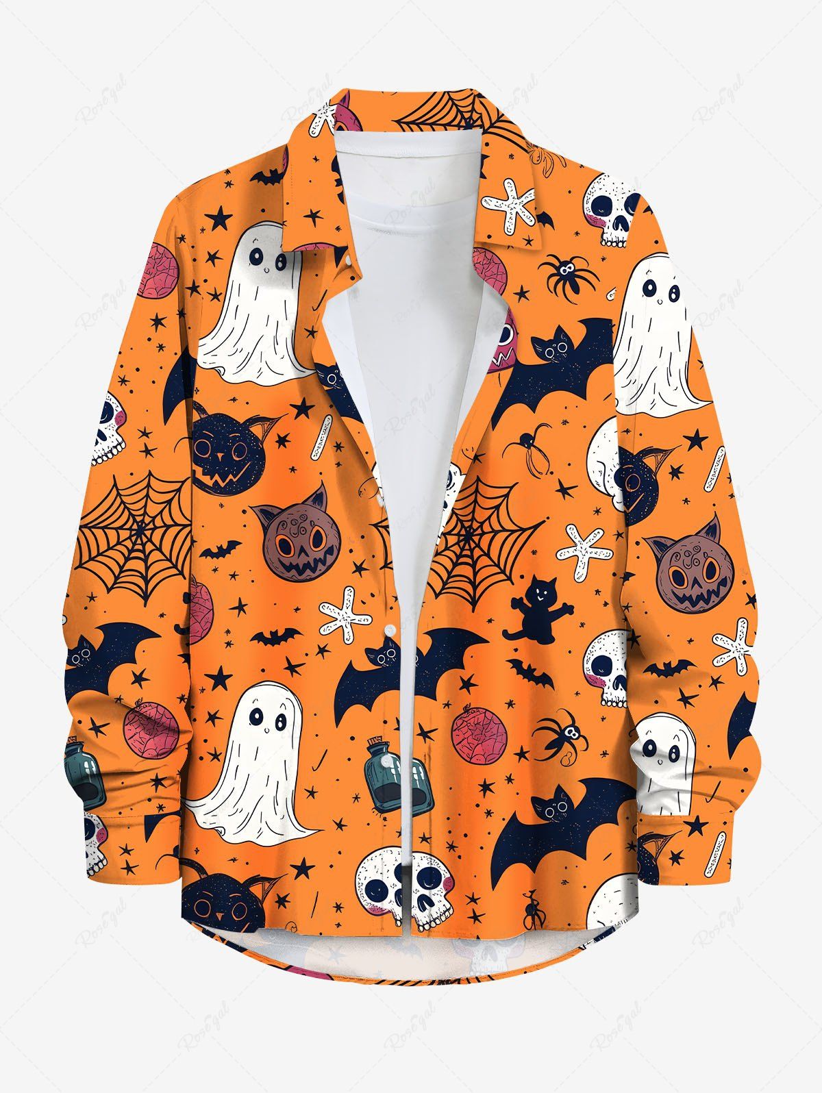 Halloween Pumpkin Skull Ghost Spider Web Print Shirts Dog and Owner Matching Outfits