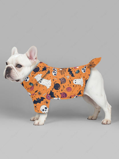 Halloween Pumpkin Skull Ghost Spider Web Print Shirts Dog and Owner Matching Outfits