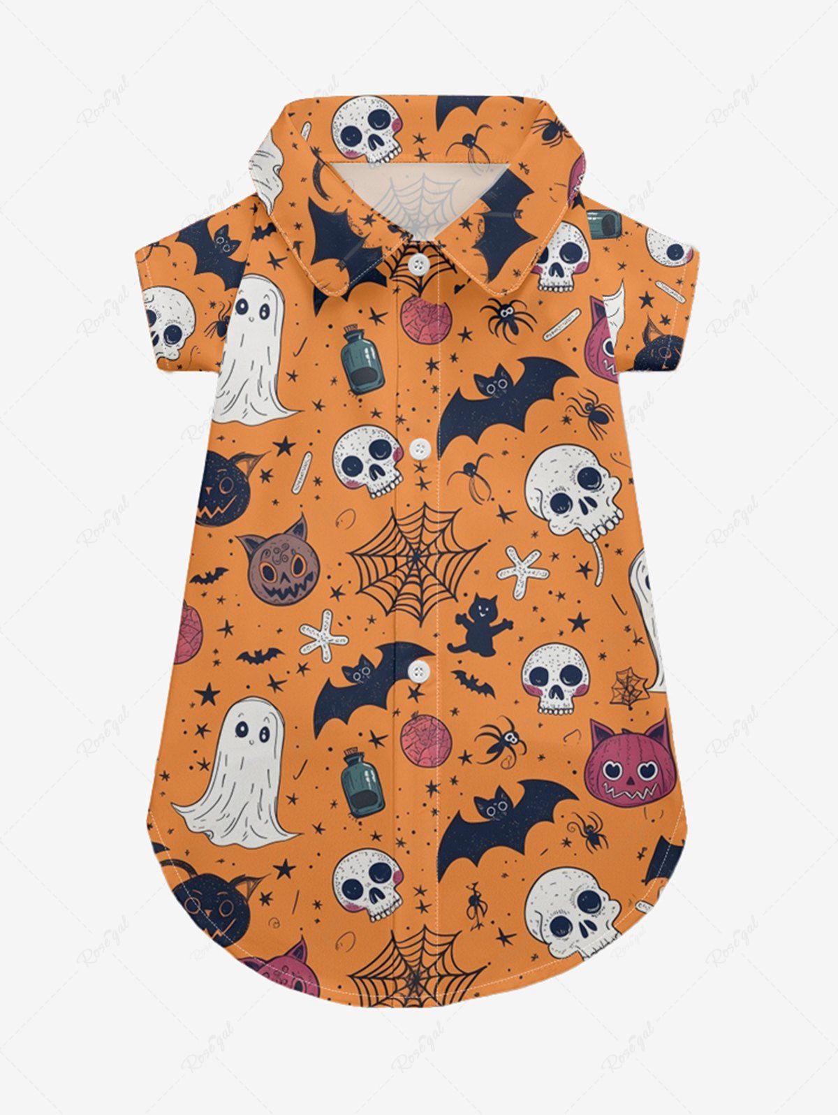 Halloween Pumpkin Skull Ghost Spider Web Print Shirts Dog and Owner Matching Outfits