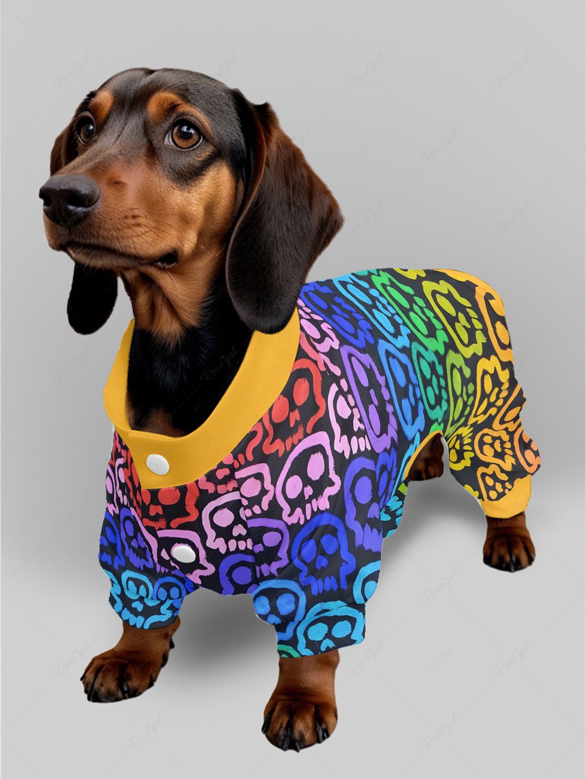 Colorful Ombre Skull Printed Halloween Pajama Dog And Owner Matching Outfits