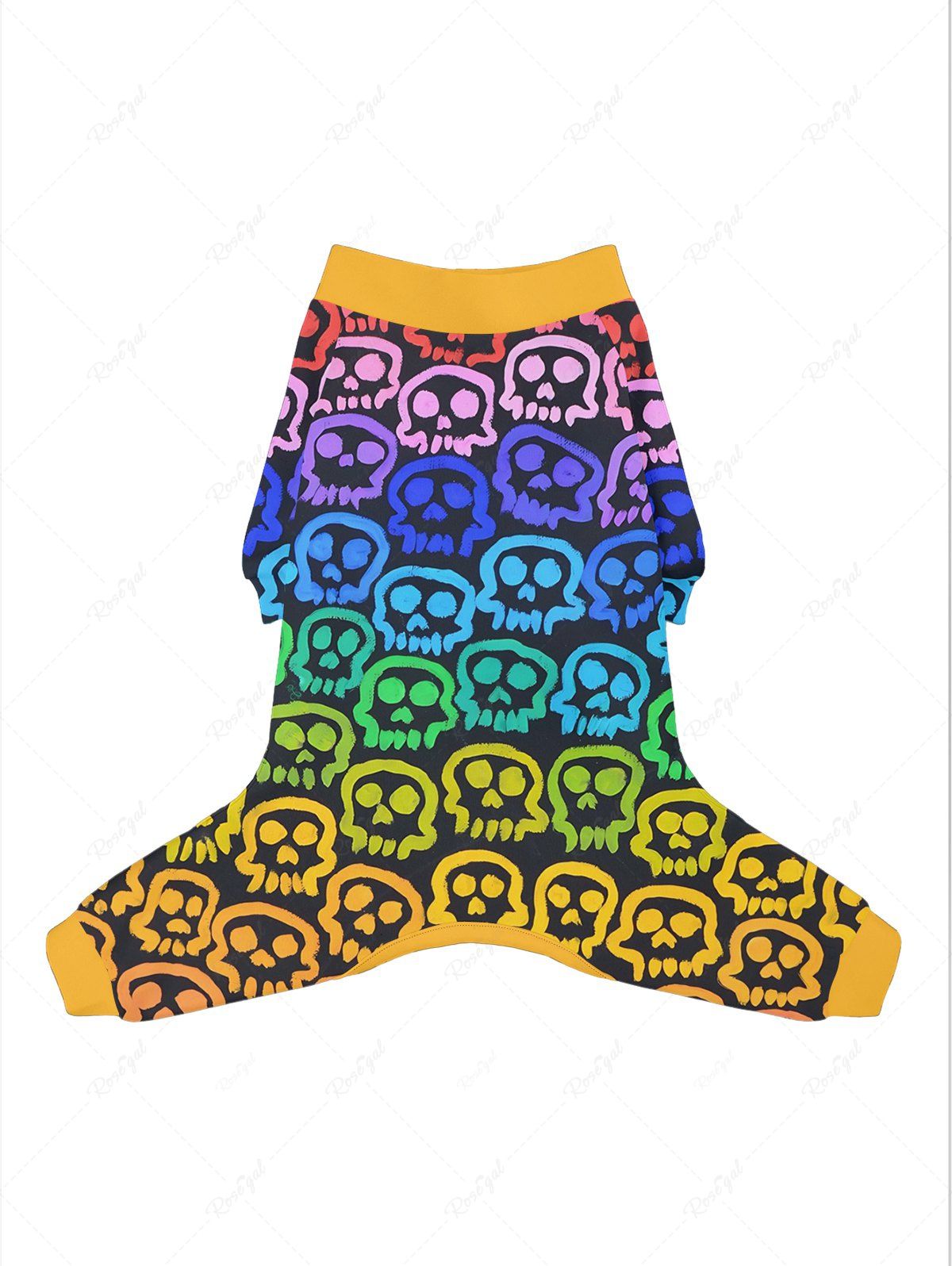 Colorful Ombre Skull Printed Halloween Pajama Dog And Owner Matching Outfits