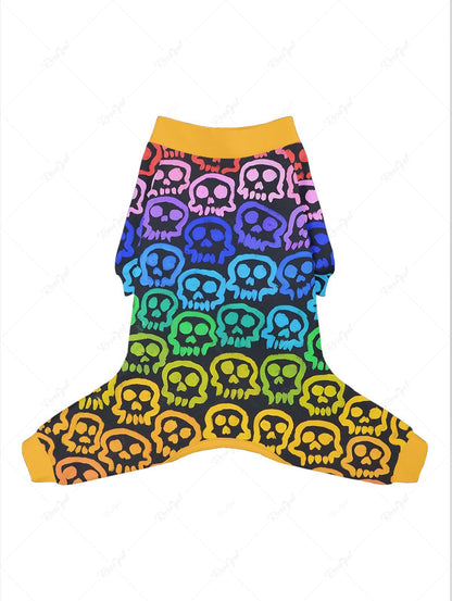 Colorful Ombre Skull Printed Halloween Pajama Dog And Owner Matching Outfits