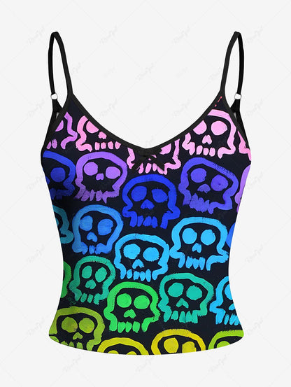 Colorful Ombre Skull Printed Halloween Pajama Dog And Owner Matching Outfits