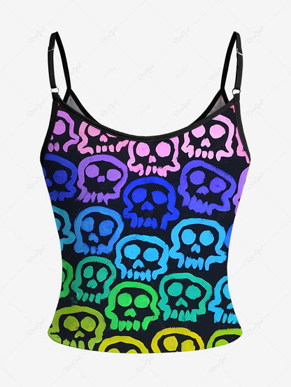 Colorful Ombre Skull Printed Halloween Pajama Dog And Owner Matching Outfits