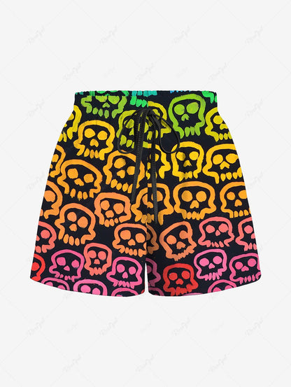 Colorful Ombre Skull Printed Halloween Pajama Dog And Owner Matching Outfits