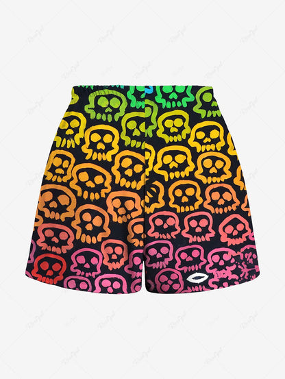 Colorful Ombre Skull Printed Halloween Pajama Dog And Owner Matching Outfits