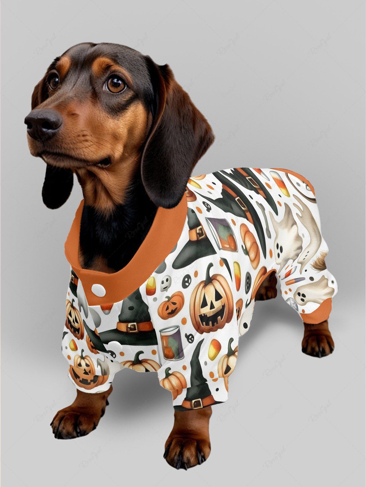 Halloween Pumpkin Hat Ghost Print Pajama and Wide Leg Pants Dog and Owner Matching Outfits