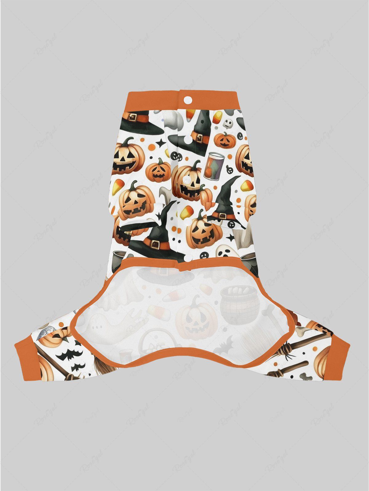 Halloween Pumpkin Hat Ghost Print Pajama and Wide Leg Pants Dog and Owner Matching Outfits