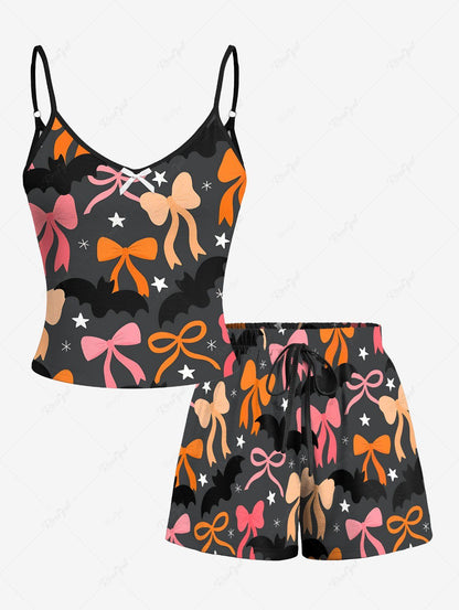Bowknot Bat Stars Printed Halloween Pajama Dog And Owner Matching Outfits