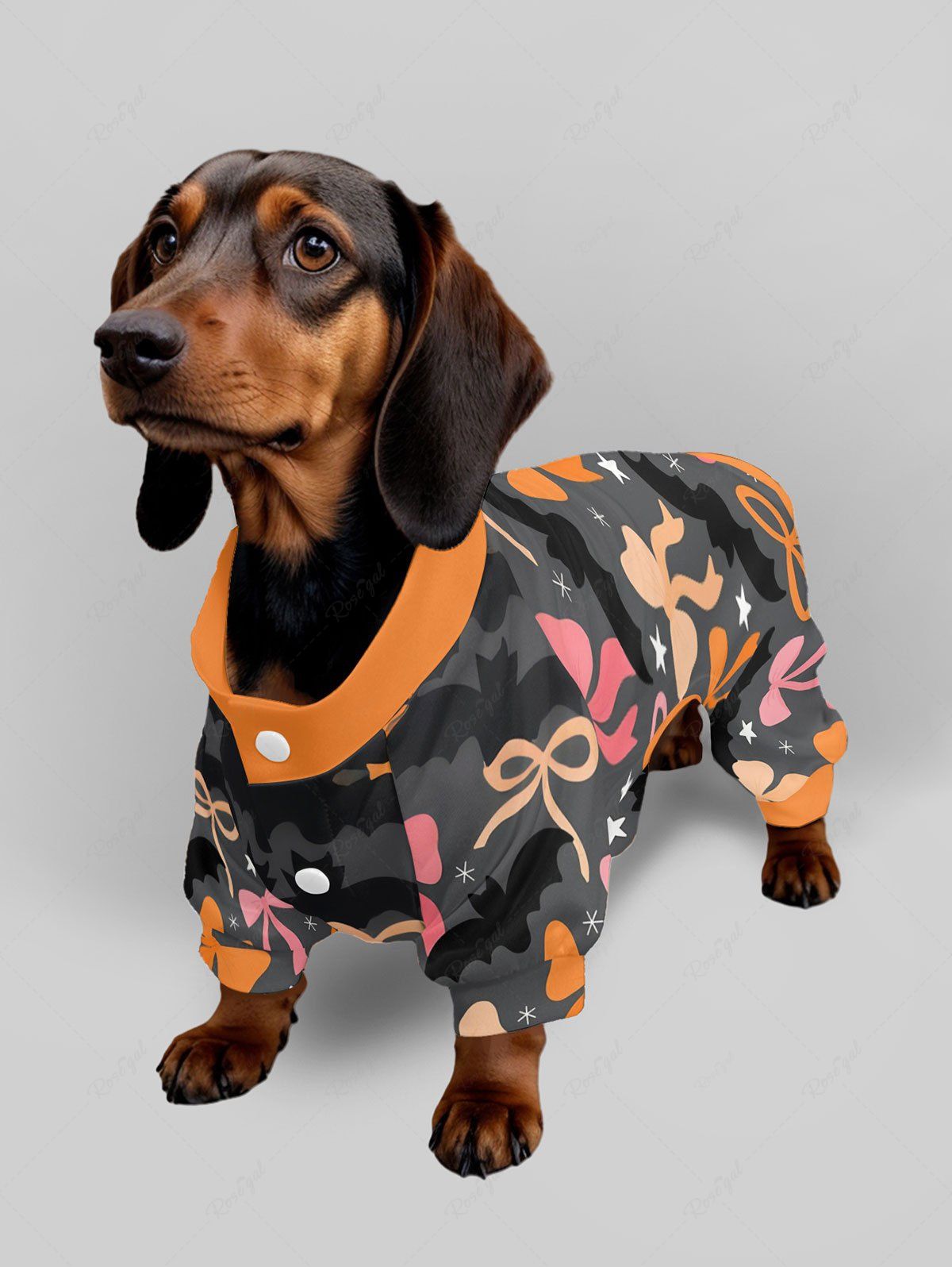 Bowknot Bat Stars Printed Halloween Pajama Dog And Owner Matching Outfits