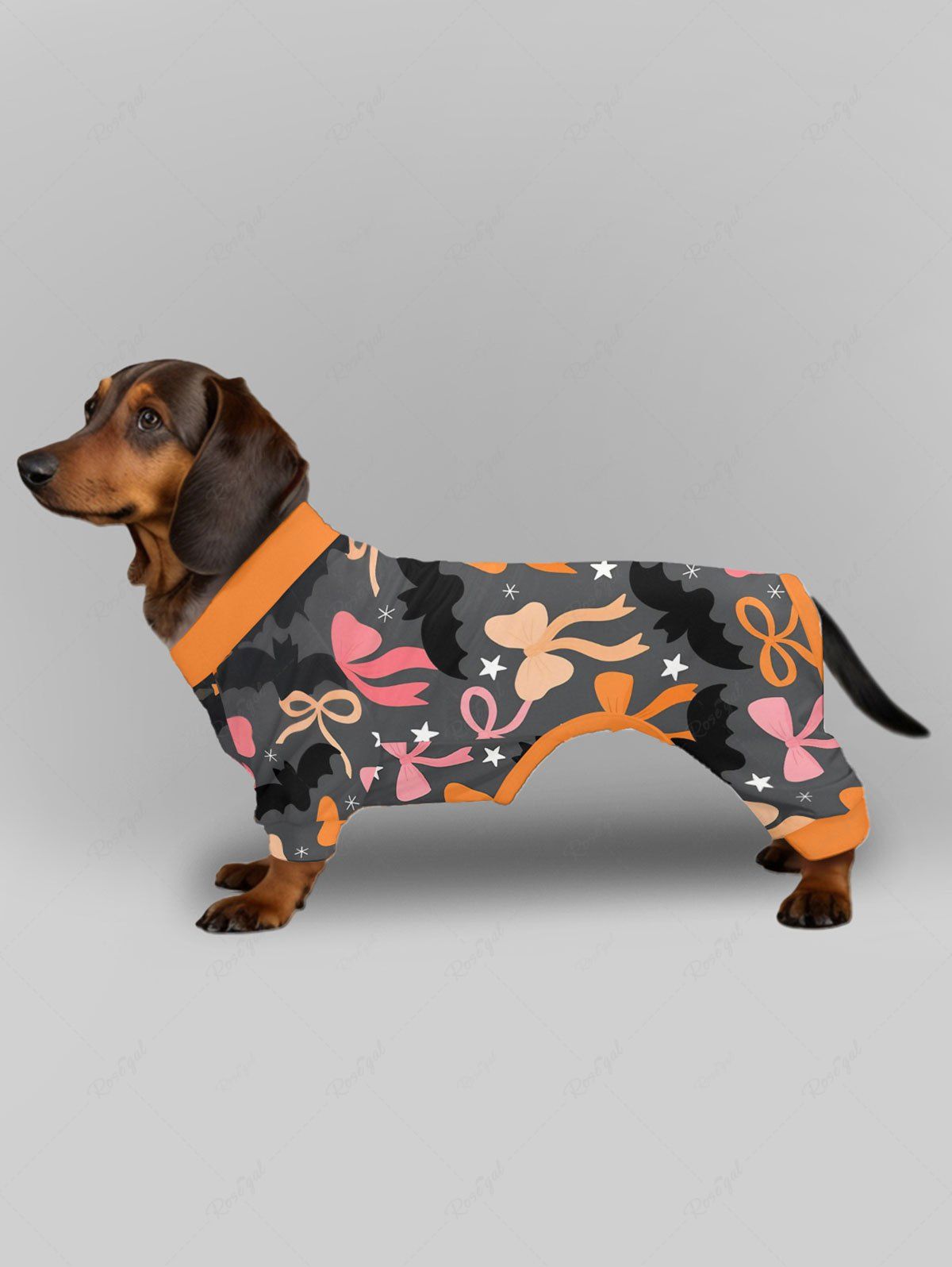 Bowknot Bat Stars Printed Halloween Pajama Dog And Owner Matching Outfits