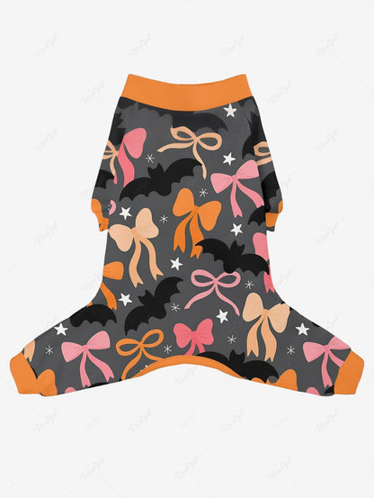 Bowknot Bat Stars Printed Halloween Pajama Dog And Owner Matching Outfits
