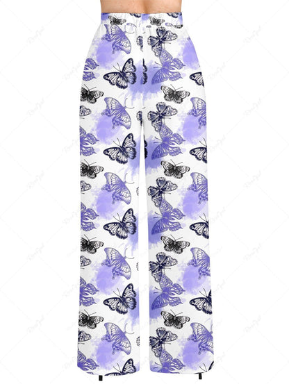 Ombre Butterfly Printed Pajama Pants Dog And Owner Matching Outfits