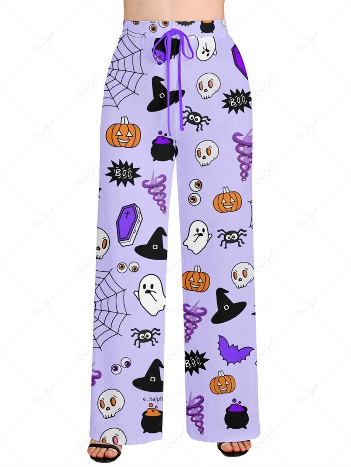 Halloween Pumpkin Ghost Spider Web Skulls Eyes Print Pajama and Wide Leg Pants Dog and Owner Matching Outfits