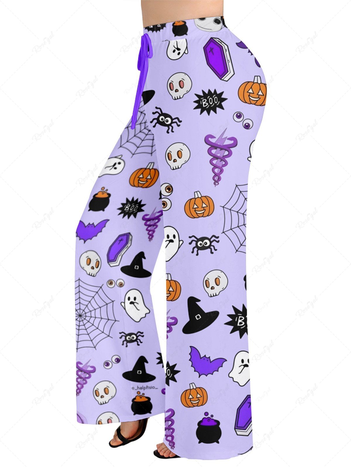 Halloween Pumpkin Ghost Spider Web Skulls Eyes Print Pajama and Wide Leg Pants Dog and Owner Matching Outfits