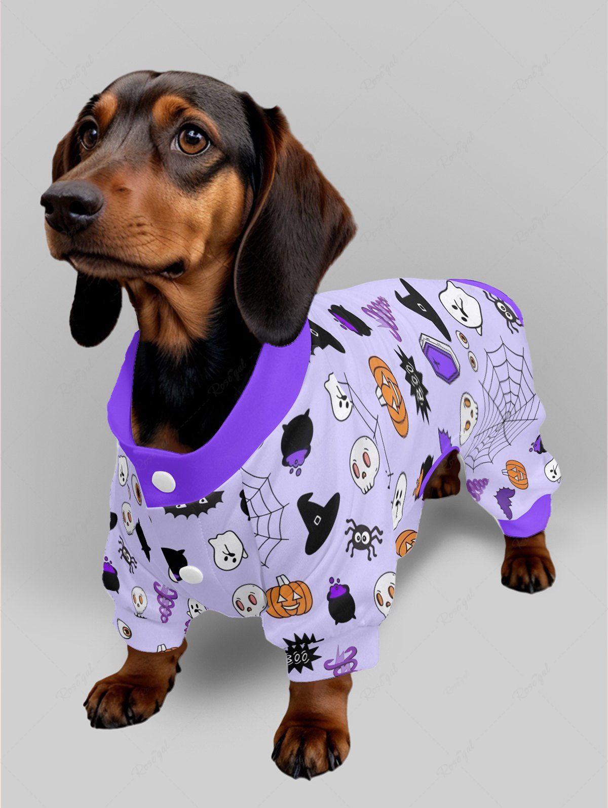 Halloween Pumpkin Ghost Spider Web Skulls Eyes Print Pajama and Wide Leg Pants Dog and Owner Matching Outfits