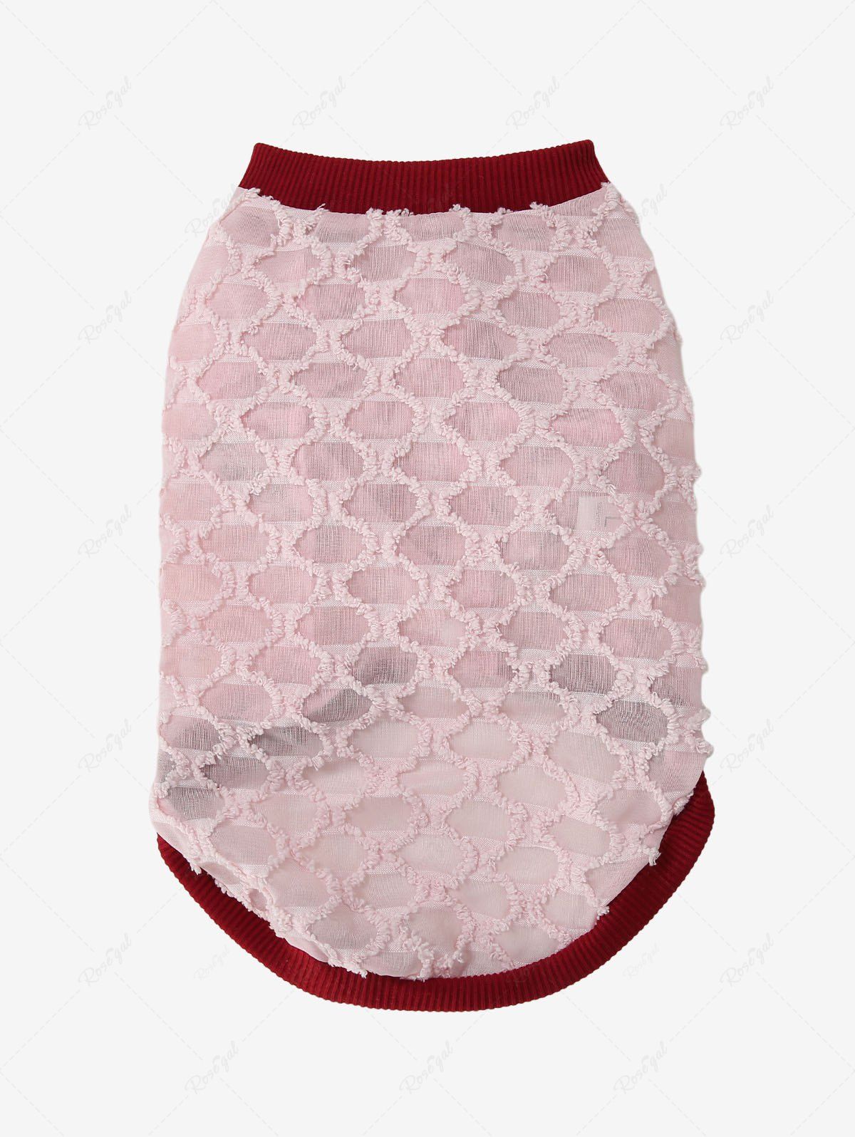 Pet's Frayed Geometric Plaid Contrast Piping Buttons Semi Sheer Sweatshirt