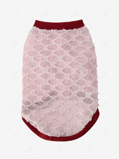 Pet's Frayed Geometric Plaid Contrast Piping Buttons Semi Sheer Sweatshirt