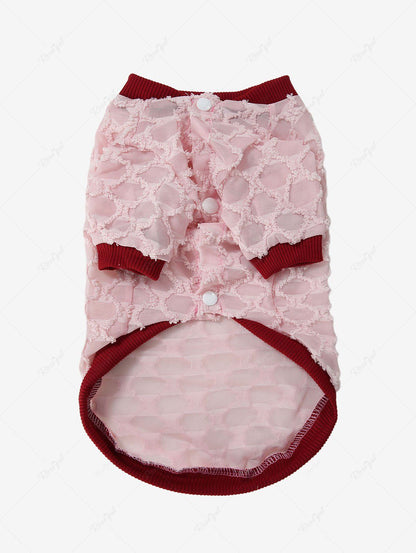 Pet's Frayed Geometric Plaid Contrast Piping Buttons Semi Sheer Sweatshirt