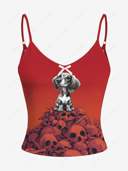 Skull Puppy Dip Dye Ombre Printed T-shirt Pajama Set Dog And Owner Matching Outfits