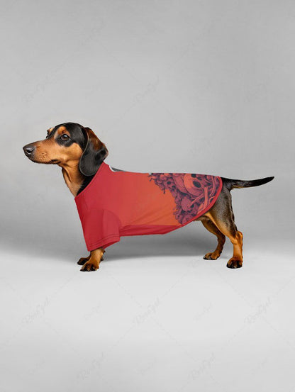 Skull Puppy Dip Dye Ombre Printed T-shirt Pajama Set Dog And Owner Matching Outfits