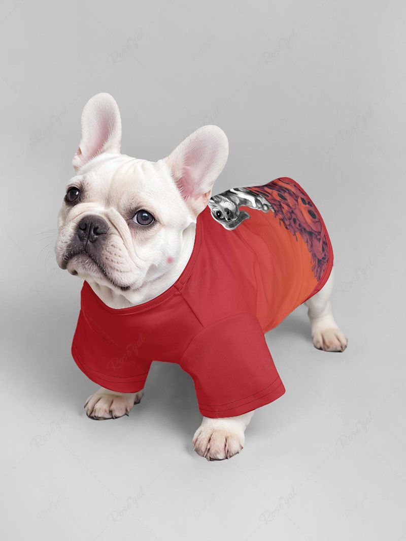 Skull Puppy Dip Dye Ombre Printed T-shirt Pajama Set Dog And Owner Matching Outfits