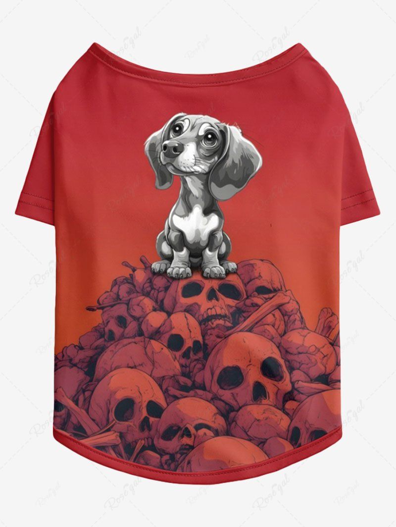 Skull Puppy Dip Dye Ombre Printed T-shirt Pajama Set Dog And Owner Matching Outfits