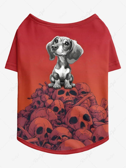 Skull Puppy Dip Dye Ombre Printed T-shirt Pajama Set Dog And Owner Matching Outfits