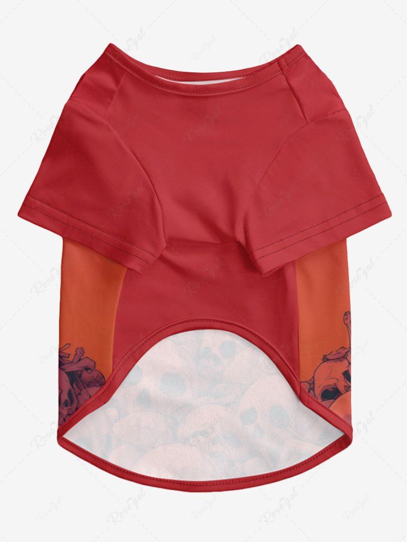 Skull Puppy Dip Dye Ombre Printed T-shirt Pajama Set Dog And Owner Matching Outfits