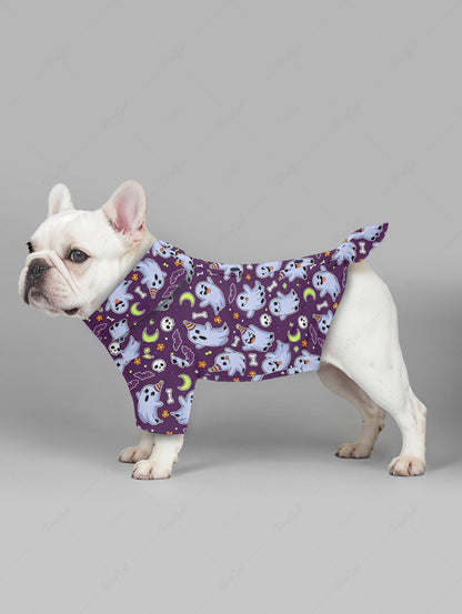 Skull Ghost Bat Moon Flower Printed Halloween Shirt Dog And Owner Matching Outfits