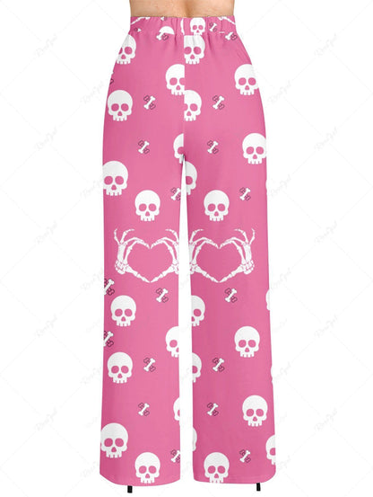Skulls Skeleton Claw Bone Printed Pajama and Wide Leg Pants Dog and Owner Matching Outfits