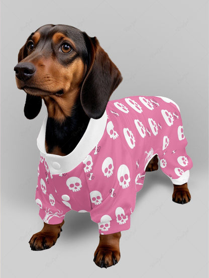 Skulls Skeleton Claw Bone Printed Pajama and Wide Leg Pants Dog and Owner Matching Outfits