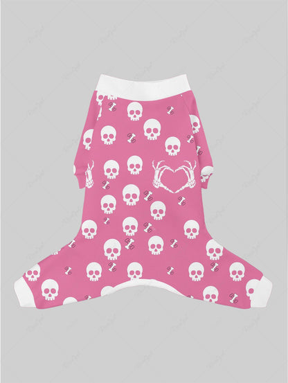 Skulls Skeleton Claw Bone Printed Pajama and Wide Leg Pants Dog and Owner Matching Outfits
