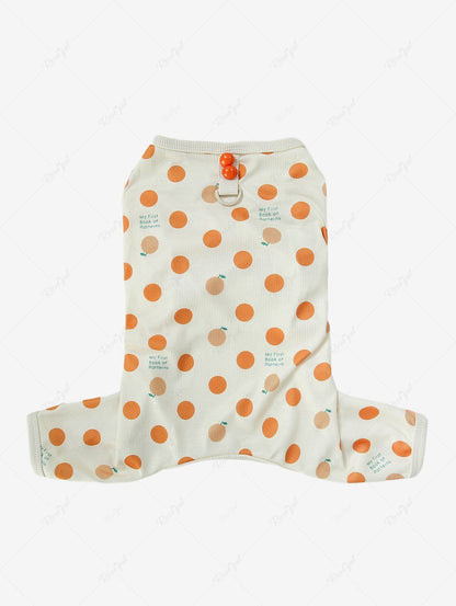 Pet's Orange Polka Dot Letters Print Ribbed Pajama
